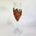 Set of 2 |Crystal Wine/Champagne Glasses with Gold Plated Red Agate/Quartz Semi-precious Crystals | 7 oz/215 ml