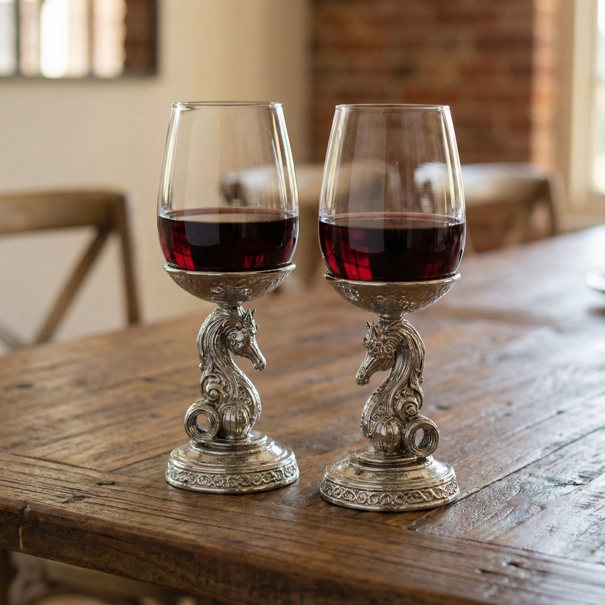 Set of 2/Set of 4 - Knight Wine Glasses