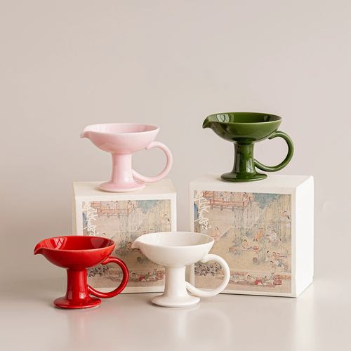 Ceramic Pedestal Candle Holder with Handle – Nordic Style Tealight Stand