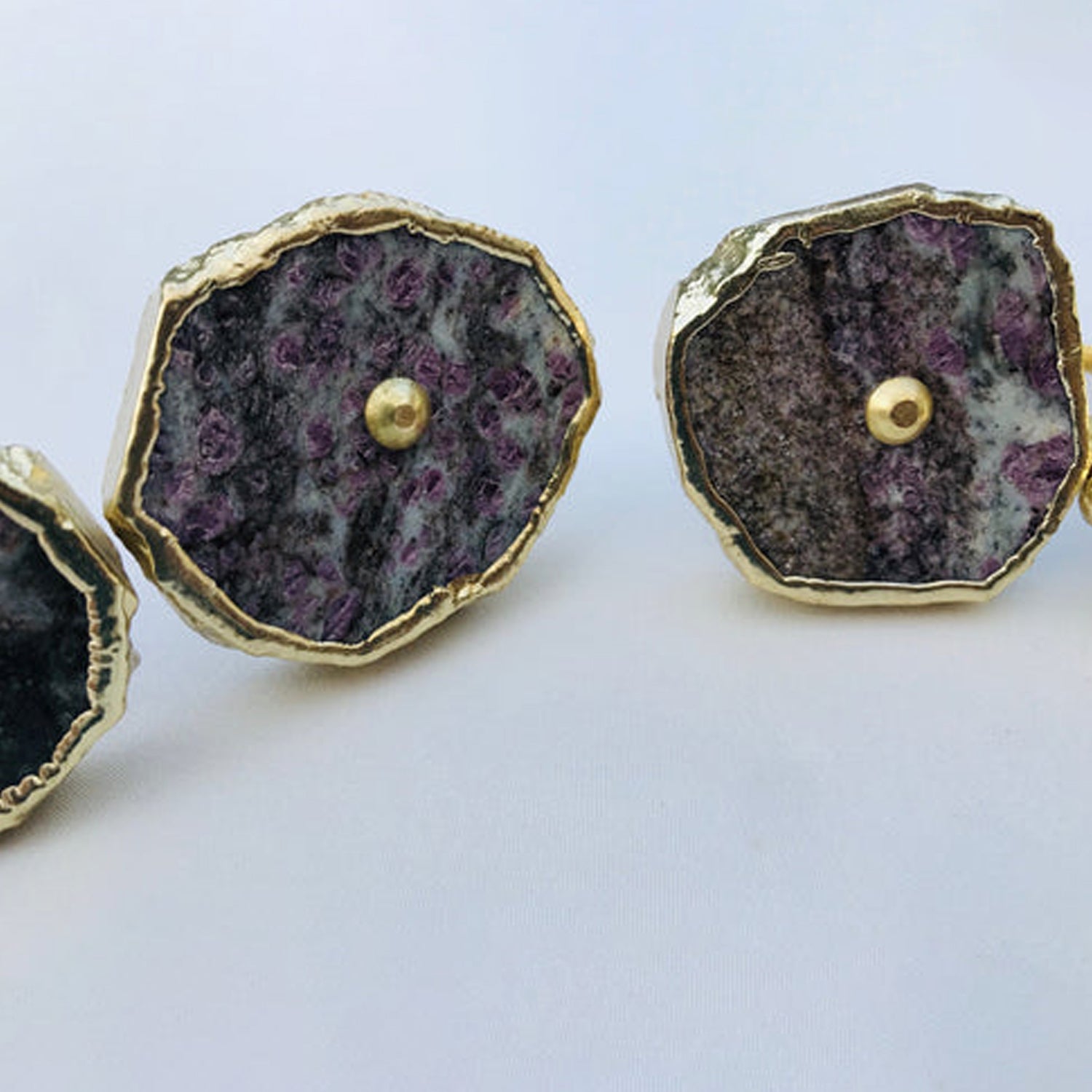 Set of 6 Lepidolite Gemstone/Agate Classic Vintage Finish Cabinet Drawer Pull Wardrobe Dresser Interior Decorative Handle