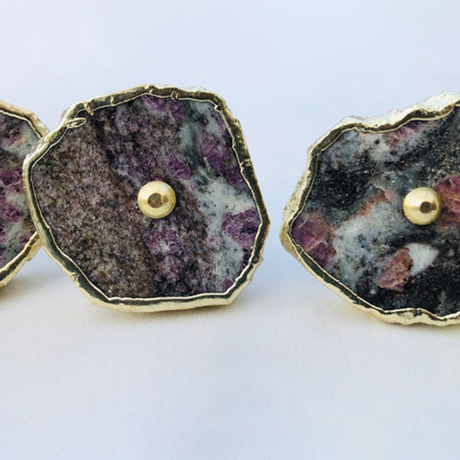 Set of 6 Lepidolite Gemstone/Agate Classic Vintage Finish Cabinet Drawer Pull Wardrobe Dresser Interior Decorative Handle