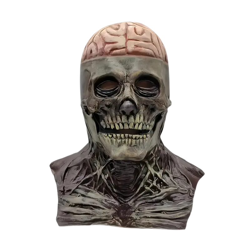 NNETM Halloween Skull Mask with Brain and Hat
